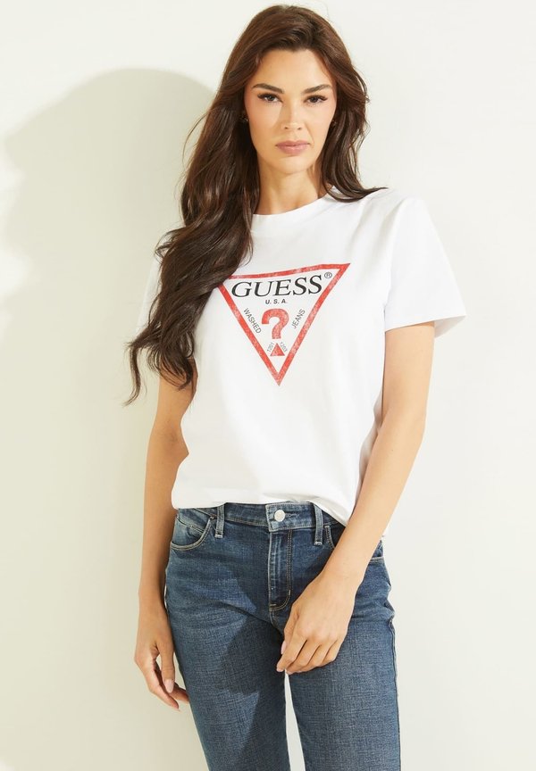 Guess CLASSIC LOGO TEE - Print T-shirt - weiß