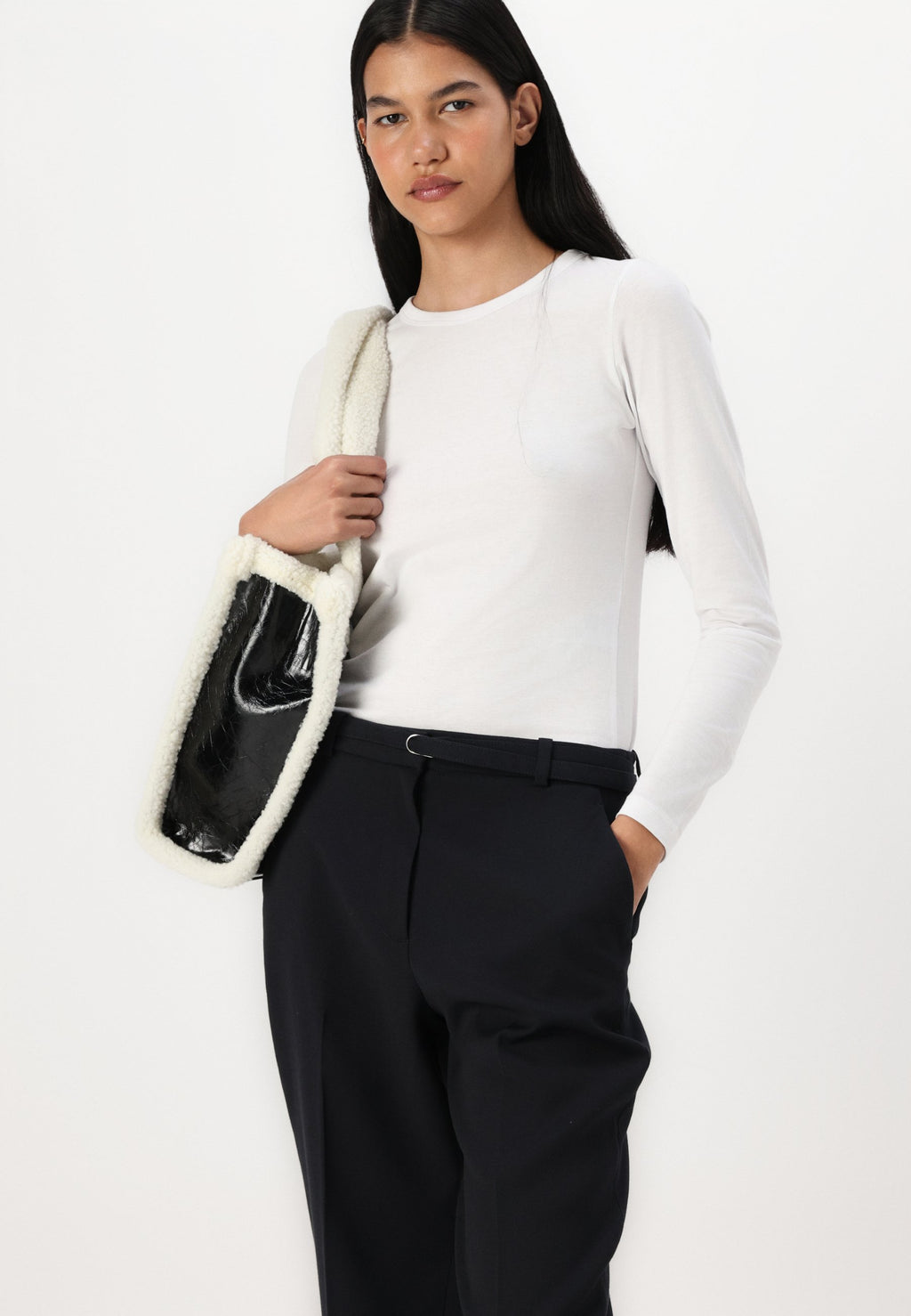 Abercrombie & Fitch Curve Love High Rise Belted Ankle Straight Pant