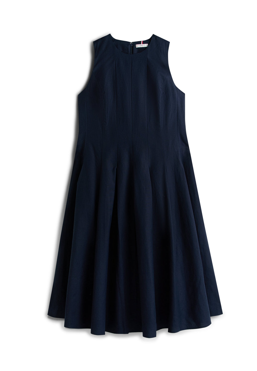 CURVE GOLD-TONE BUTTON LINEN BLEND MIDI DRESS Media 1