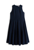 CURVE GOLD-TONE BUTTON LINEN BLEND MIDI DRESS Media 1