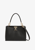 Tommy Hilfiger MONOGRAM PEBBLE GRAIN SATCHEL - Handbag - black