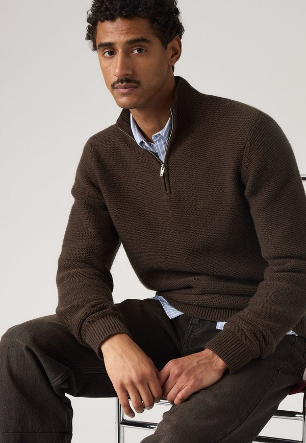Levi's® QUARTER ZIP - Jumper - hot fudge heather