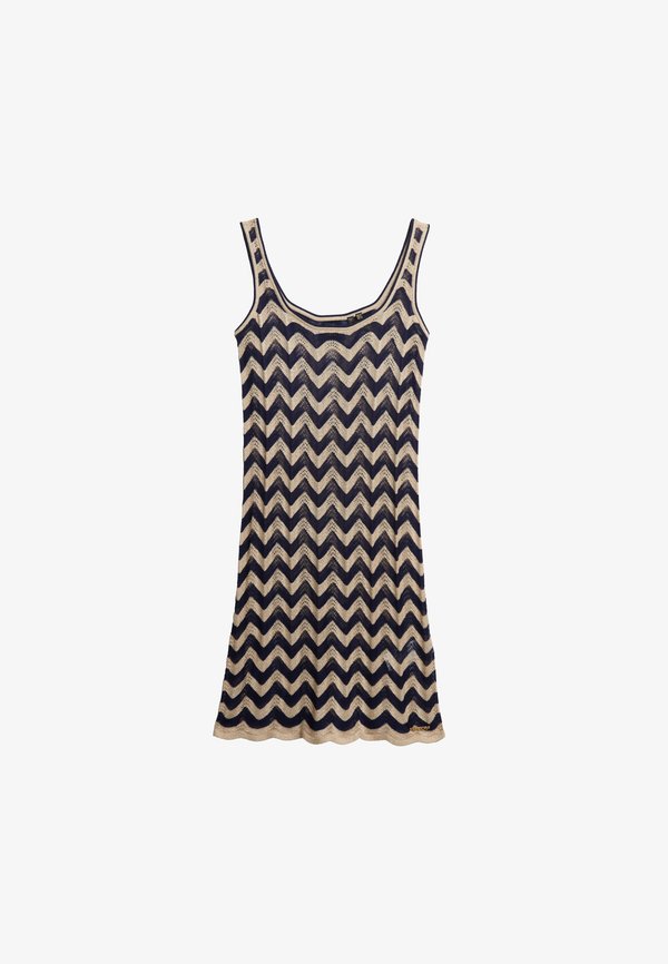 Superdry & Co ZIG ZAG - Jumper dress - navy gold zigzag