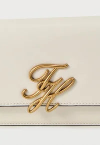 Tommy Hilfiger LEATHER FLAP LOGO PLAQUE CROSSBODY BAG - Cross body bag - soft cream