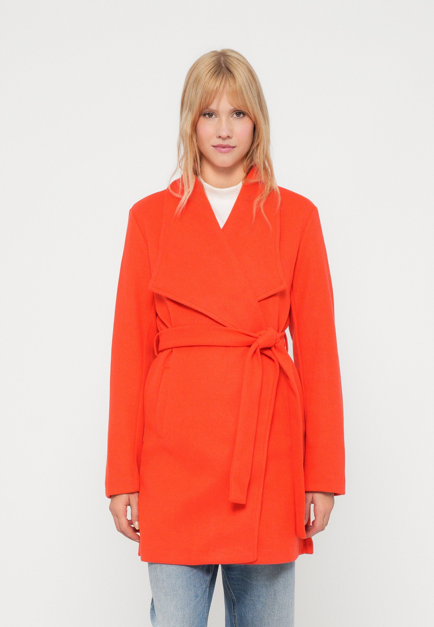 VILA VICOOLEY COLLAR BELT COAT