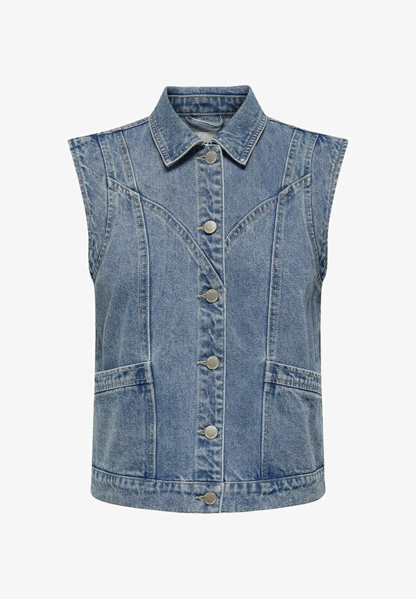 ONLY Denim ONLKENNEDY Denim - Waistcoat - medium blue denim