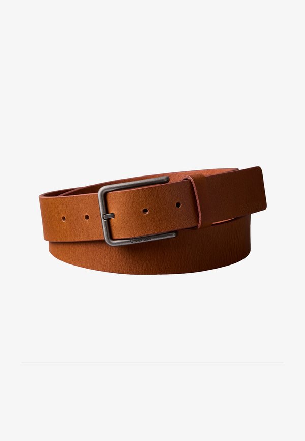 Calvin Klein WARMTH BUCKLE - Belt - cognac/antique silver-coloured