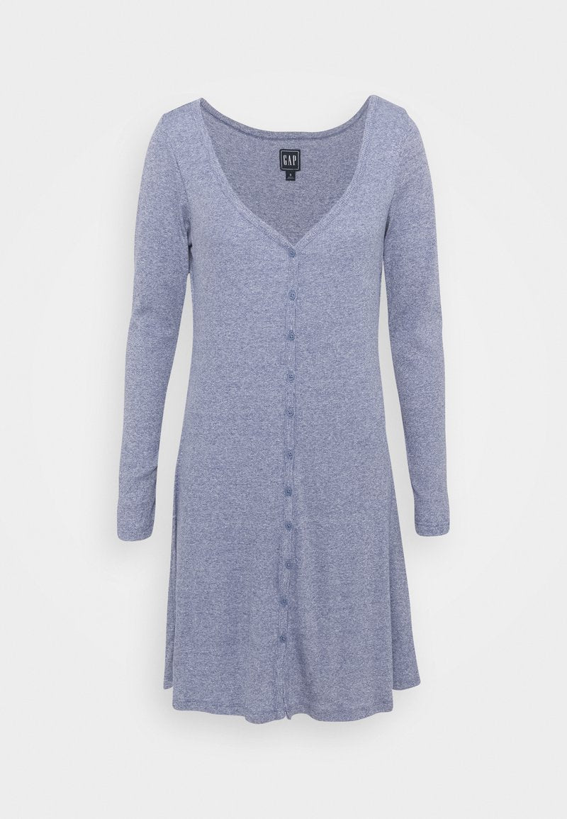 TRIBLEND BUTTON FRONT FLAIR DRESS - GAP - View 1