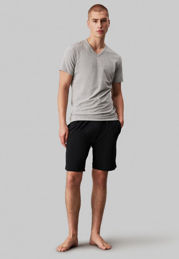 Calvin Klein Underwear 3 PACK V-NECK T-SHIRT COTTON MICROFIBER STRETCH - Undershirt - black/white/grey heather
