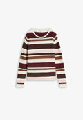 TOM TAILOR KNIT STRUCTURE CREWNECK - Jumper - camel brown red stripe