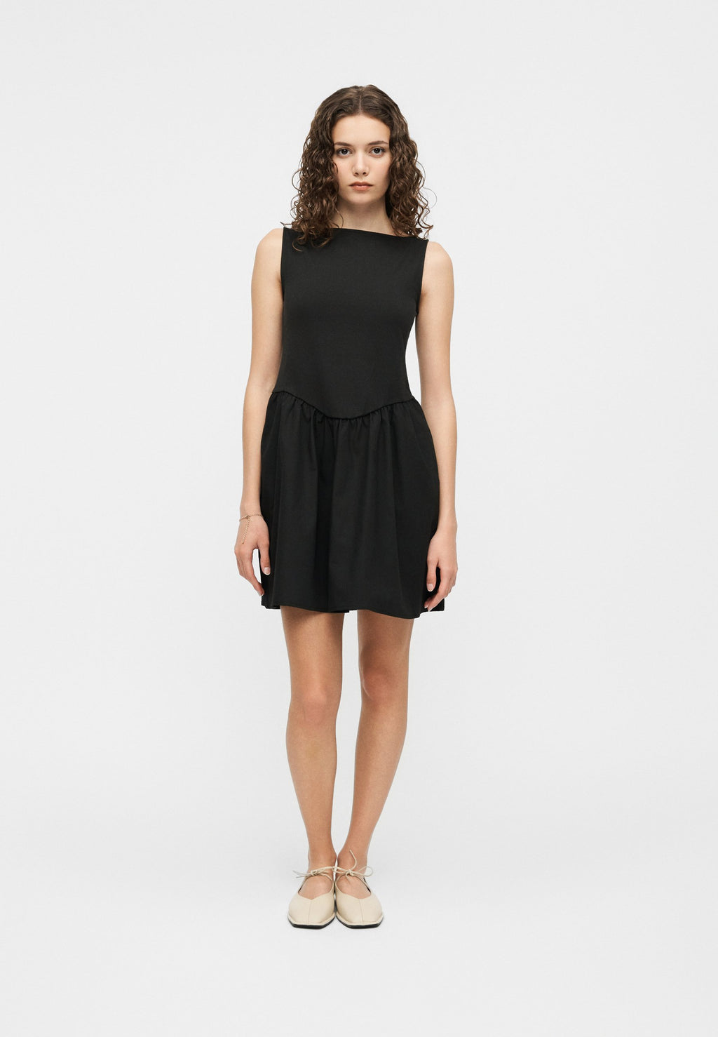 GAP Petite HIGH NECK MIXED MEDIA MINI DRESS