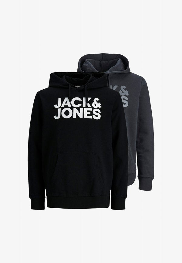 Jack & Jones JACK & JONES 2-PACK - Hoodie - schwarz   dunkelgrau