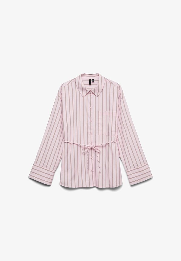 Vero Moda Curve VMCGINA BELT LS SHIRT WVN CUR - Button-down blouse - pink-a-boo