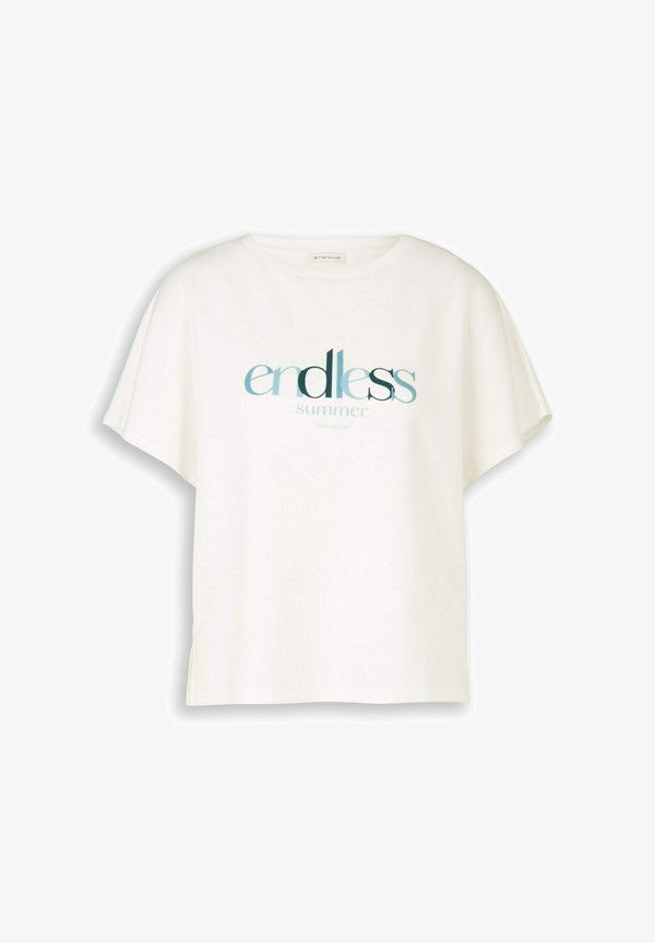 TOM TAILOR TOM TAILOR T-SHIRT LOOSE FIT SCUBA T-SHIRT MIT PRINT - Print T-shirt - whisper white