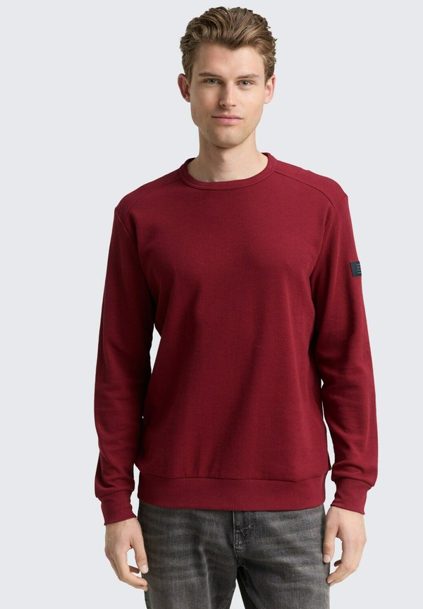 TOM TAILOR MIT WAFFELSTRUKTUR - Sweatshirt - cabarnet bordeaux red
