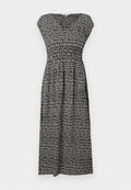 TOM TAILOR DRESS CRINKLED WITH SMOCKING - Maxi dress - abstract black