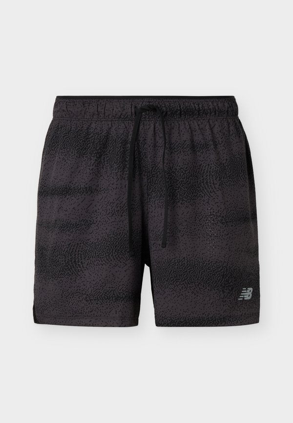 New Balance RC PRINTED SHORT - Sports shorts - black/castlerock/slate grey