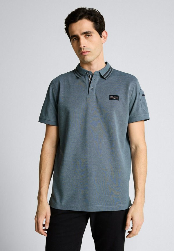 TOM TAILOR DETAILED - Polo shirt - blue grey two tone