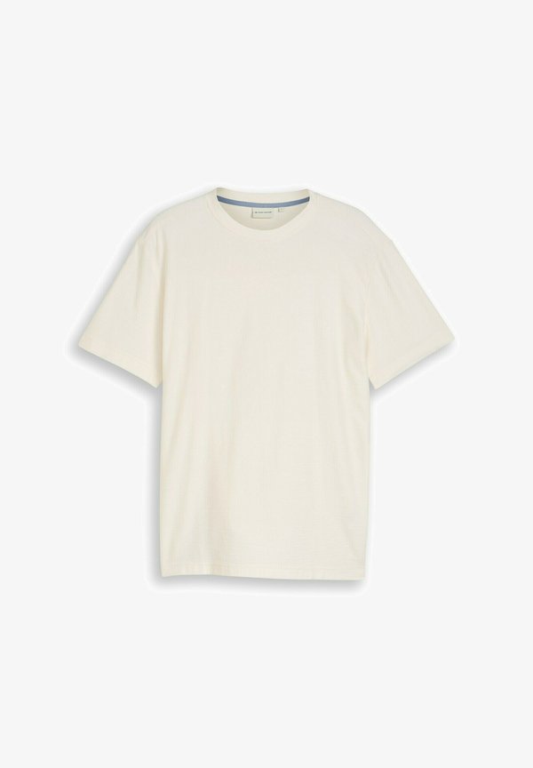 TOM TAILOR TOM TAILOR T-SHIRT T-SHIRT MIT OTTOMAN-STRUKTUR - Basic T-shirt - gardenia white