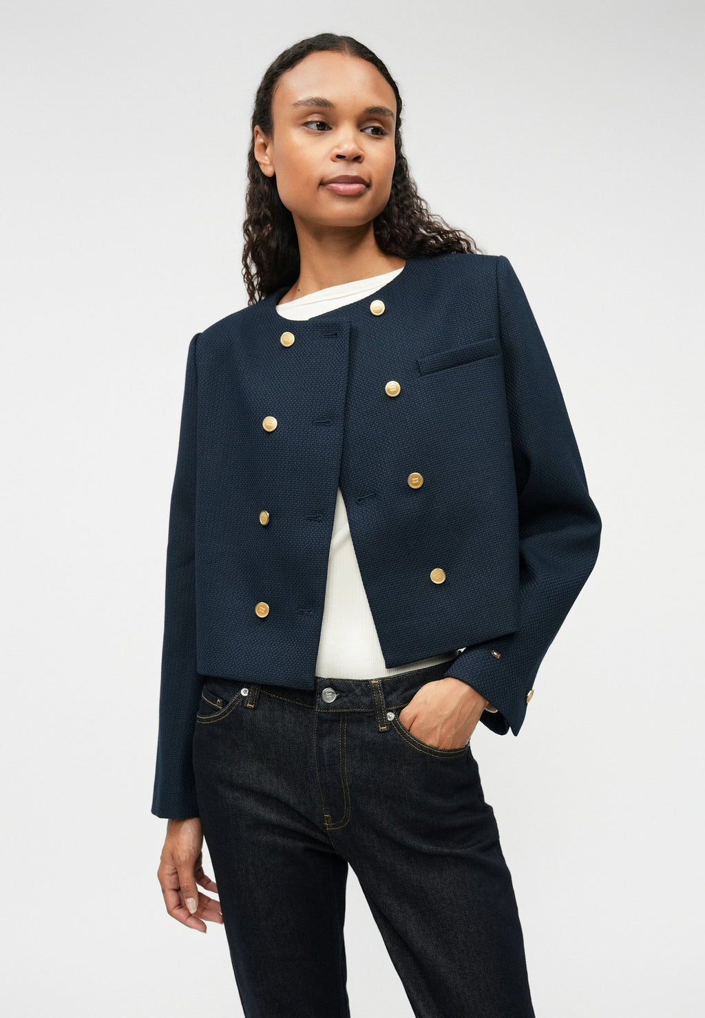 TEXTURED WOOL BLEND DOUBLE BREASTED JACKET Media 5