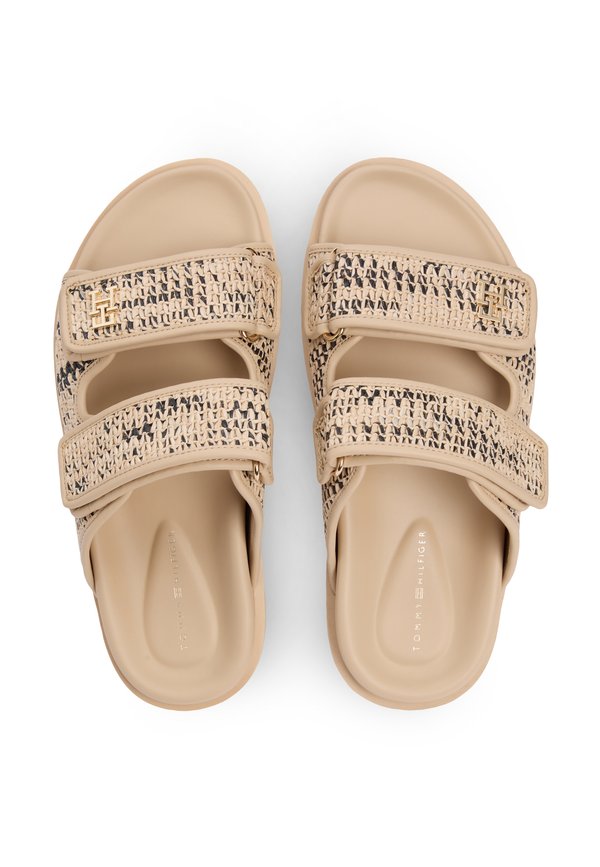 Tommy Hilfiger RAFFIA TH MONOGRAM DOUBLE STRAP SANDALS