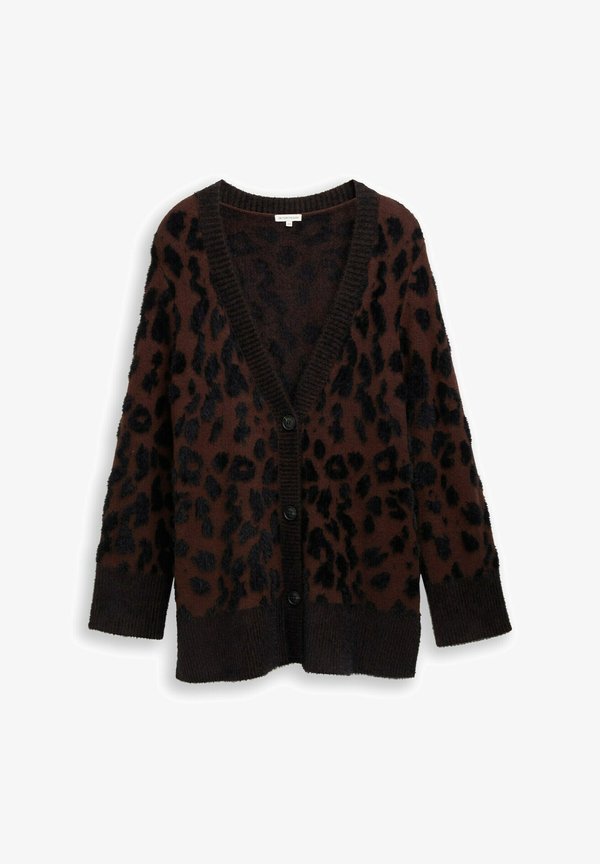 TOM TAILOR Cardigan - big brown leo design