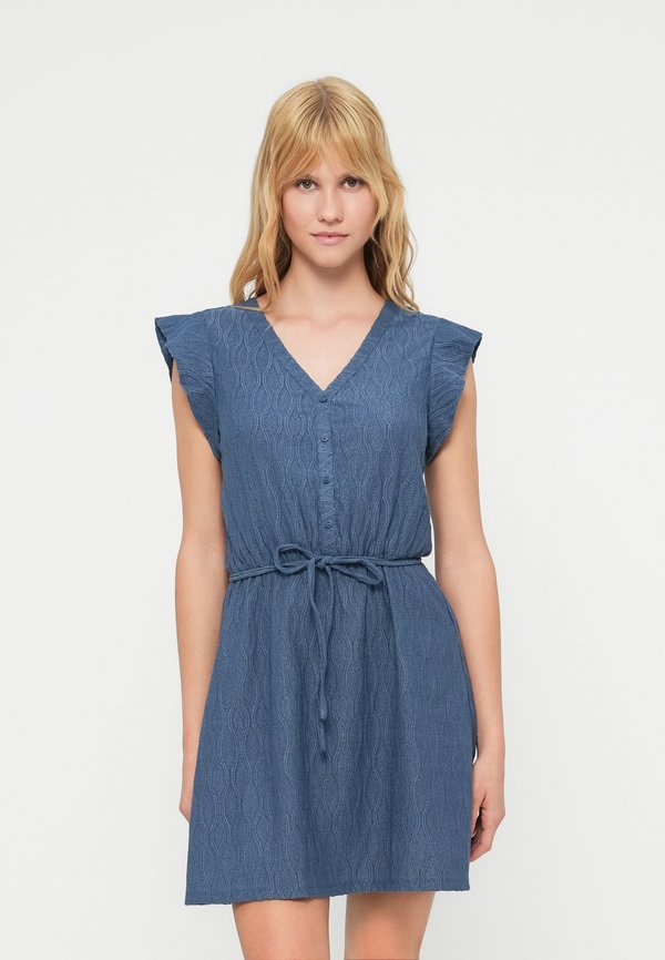 ONLY ONLAYA V NECK TIE DRESS  - Day dress - vintage indigo