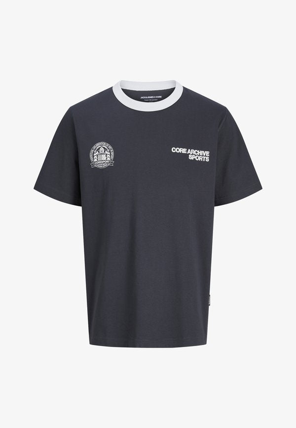 Jack & Jones JCOBREEZE RINGER TEE CREW NECK - Print T-shirt - asphalt