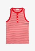 Tommy Hilfiger GOLD-TONE BUTTON SLEEVELESS HENLEY TOP - Top - fireworks/calico