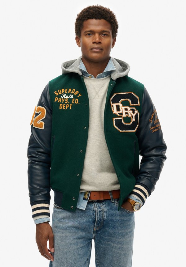 Superdry & Co COLLEGE PATCHED - Bomber Jacket - dark pine green