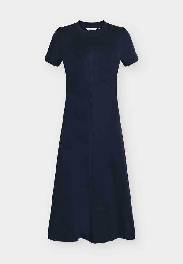 Tommy Hilfiger INTERLOCK KNIT MIDI FIT AND FLARE DRESS - Jersey dress - dark night navy