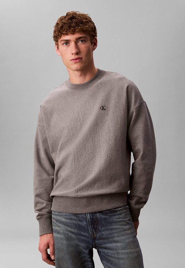 Calvin Klein Jeans PRMM TRRY MNGRM CN S - Sweatshirt - med grey htr