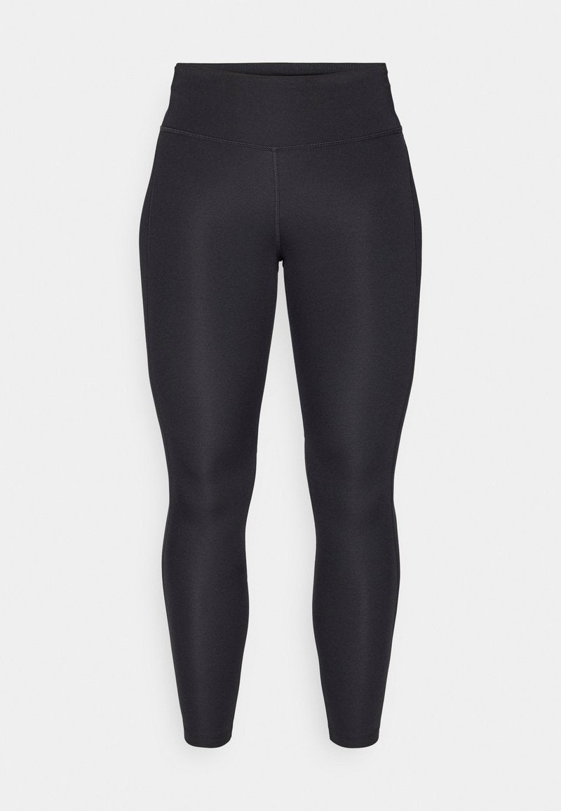 Schwarze Leggings mit hohem Bund, aus elastischem Material. Glatte Textur und enganpassendes Design ohne sichtbare Nähte oder Muster.