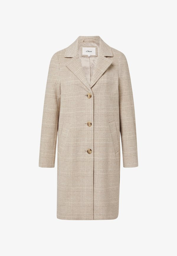 s.Oliver MIT REVERSKRAGEN UND LOGO-STICKEREI - Short coat - beige