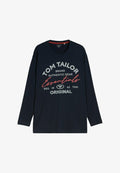 TOM TAILOR PLUS FIT PRINTED LONGSLEEVE - Long sleeved top - sky captain blue