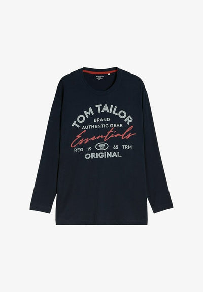 TOM TAILOR PLUS FIT PRINTED LONGSLEEVE - Long sleeved top - sky captain blue