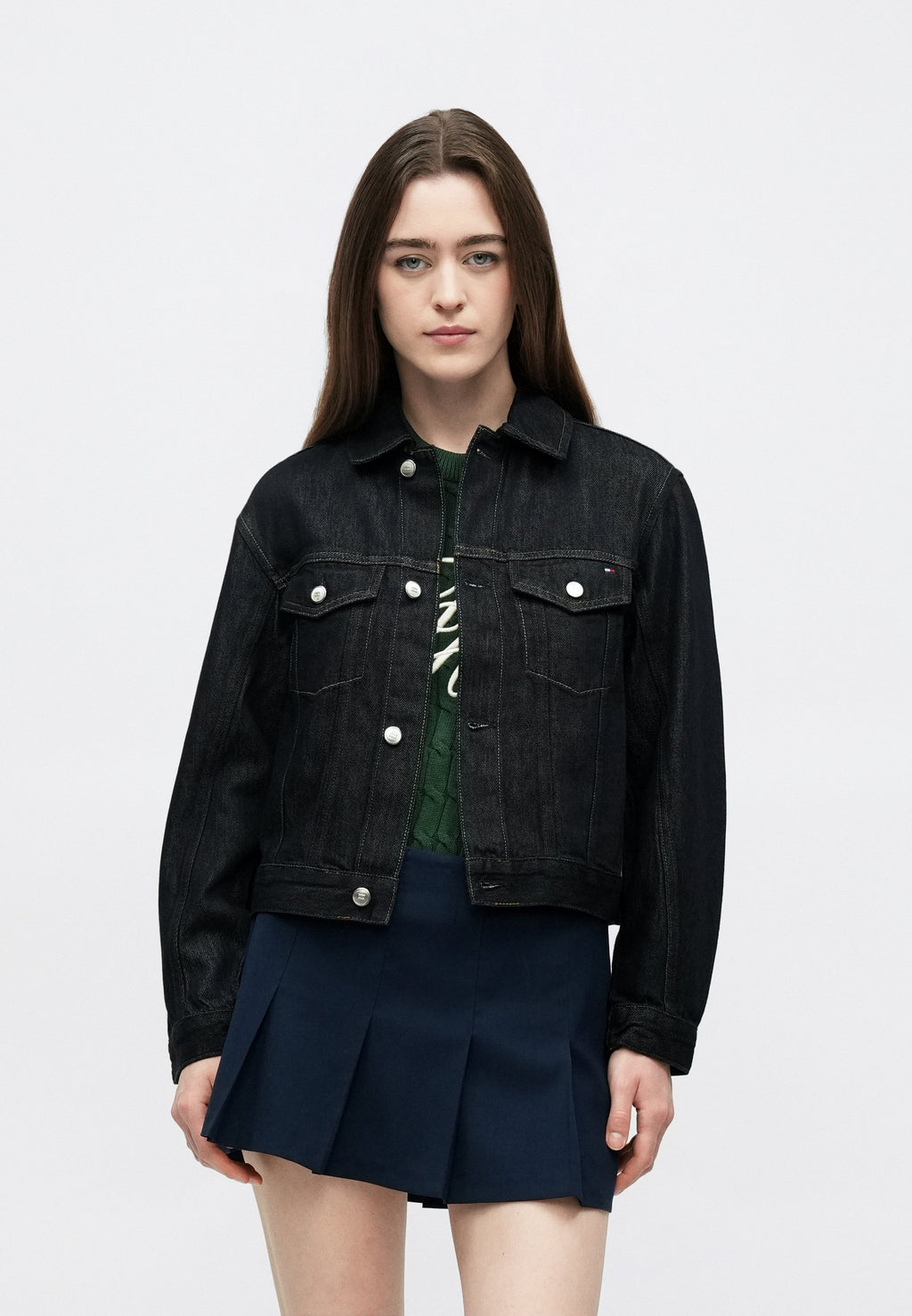 FLAG EMBROIDERY PLEATED DENIM JACKET Media 3