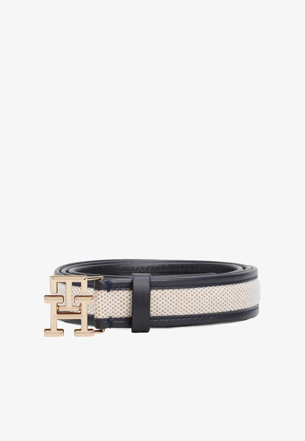 Tommy Hilfiger TH MONOGRAM CANVAS LEATHER BELT - Belt - blue