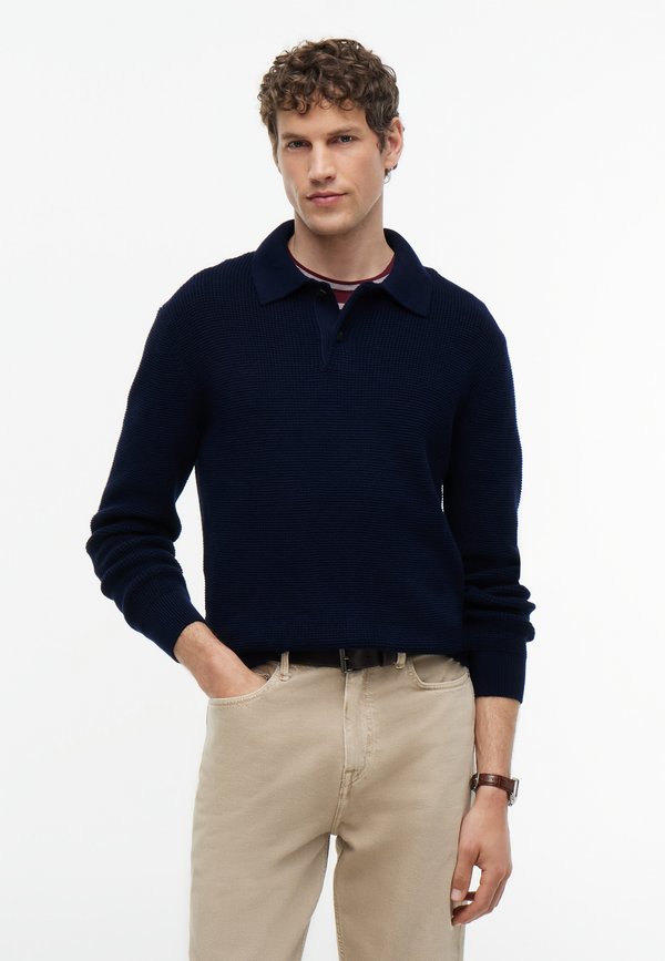 Tommy Hilfiger WAFFLE STRUCTURE RUGBY - Jumper - carbon navy