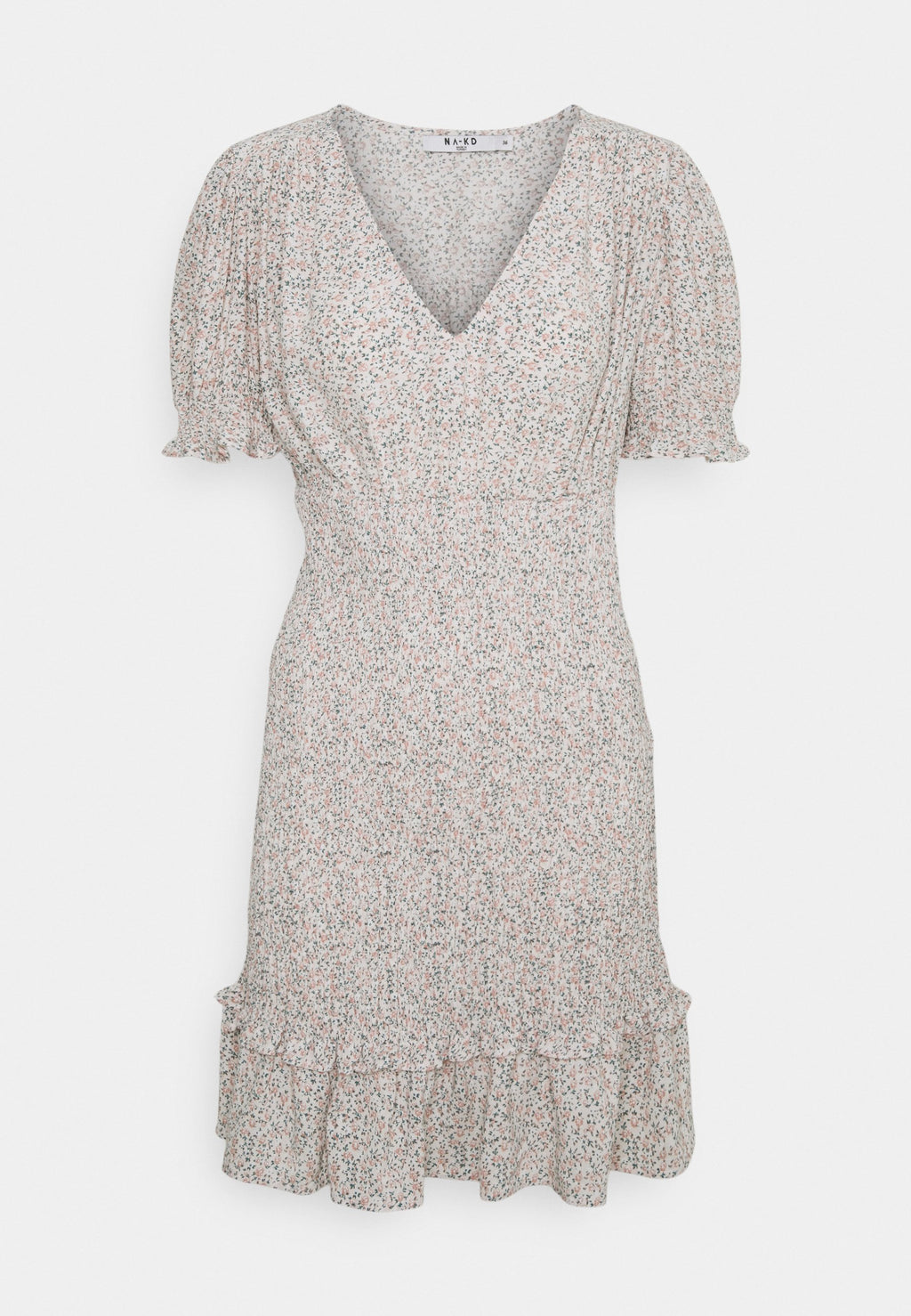 NA-KD V-NECK SMOCKED MINI DRESS