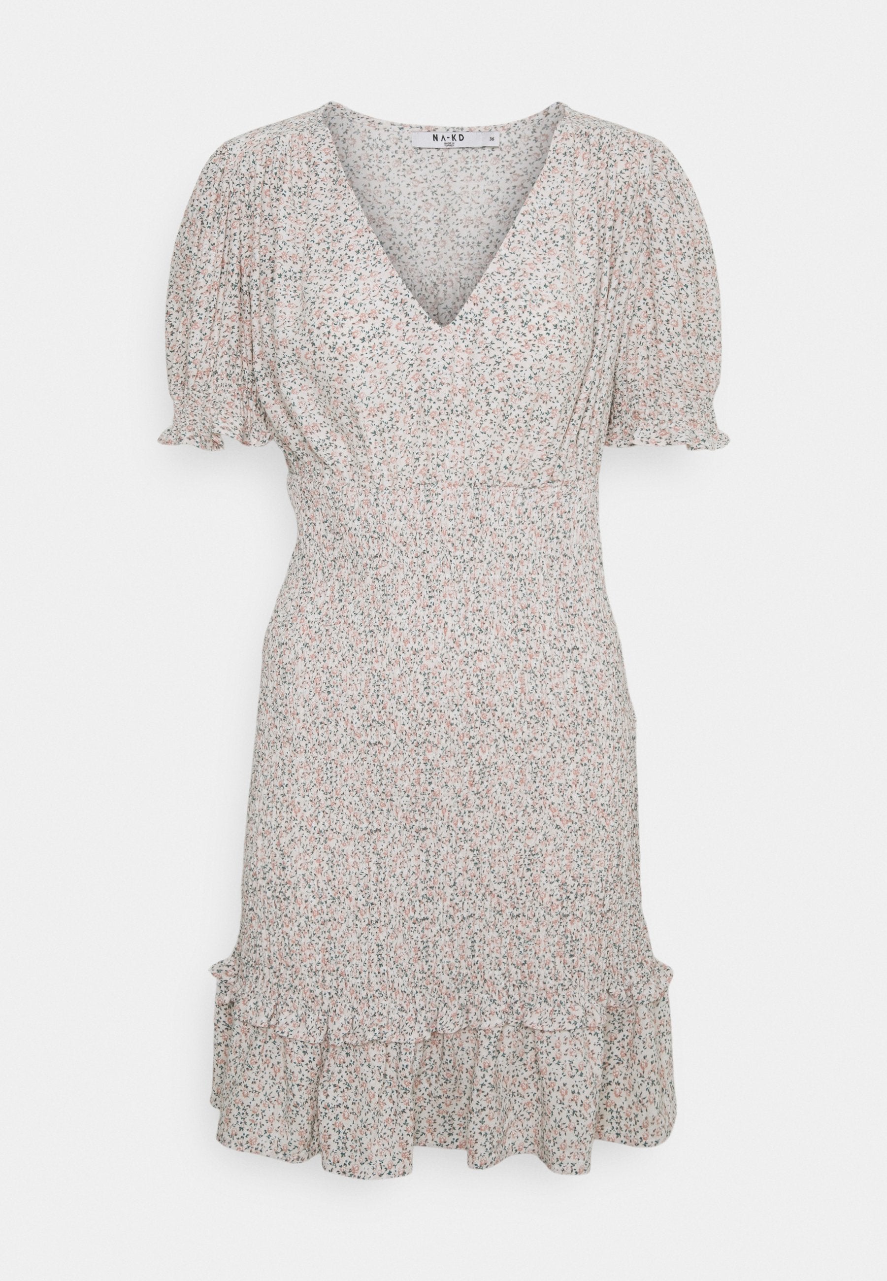 NA-KD V-NECK SMOCKED MINI DRESS