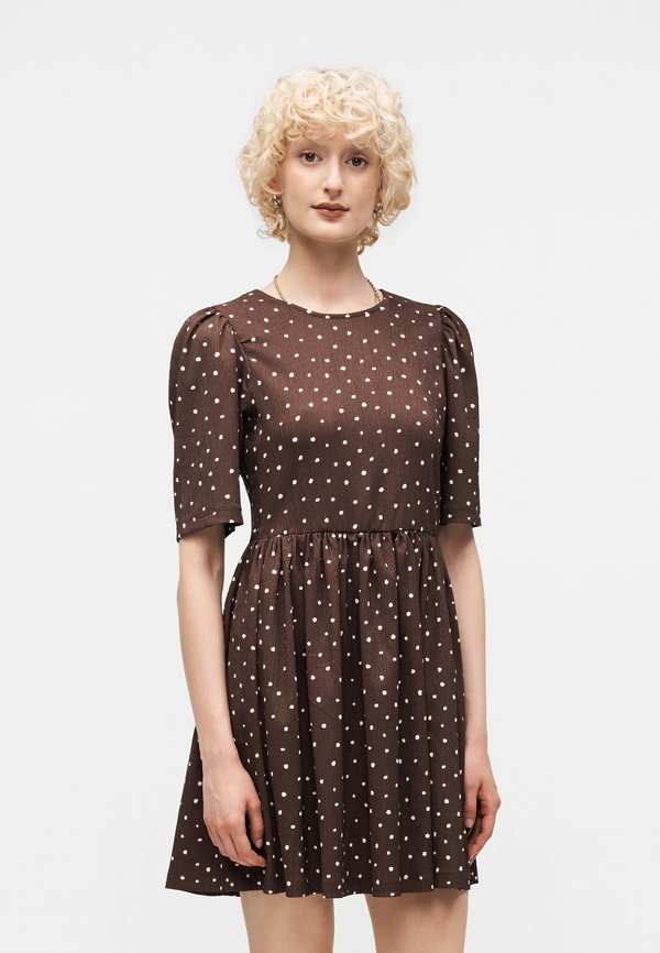 ONLY ONLMOLLY O NECK DRESS - Day dress - dark brown