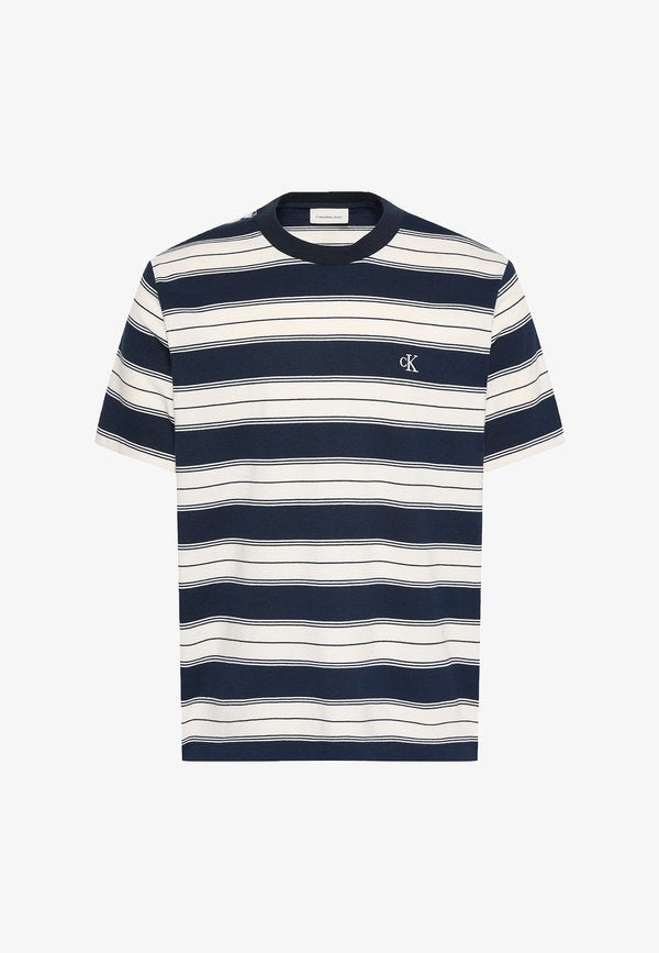 Calvin Klein Jeans CALVIN KLEIN JEANS COTTON STRETCH STRIPE T-SHIRT - Print T-shirt - dark sapphire