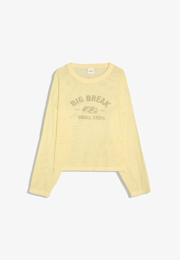 Bershka PRINTED MESH - SWEATER - Jumper - light yellow