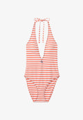 Calvin Klein Swimwear PLUNGE GRAPHIC MONOGRAM - Swimsuit - orange/white