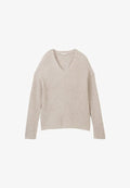 TOM TAILOR MIT V-AUSSCHNITT - Jumper - dusty beige melange
