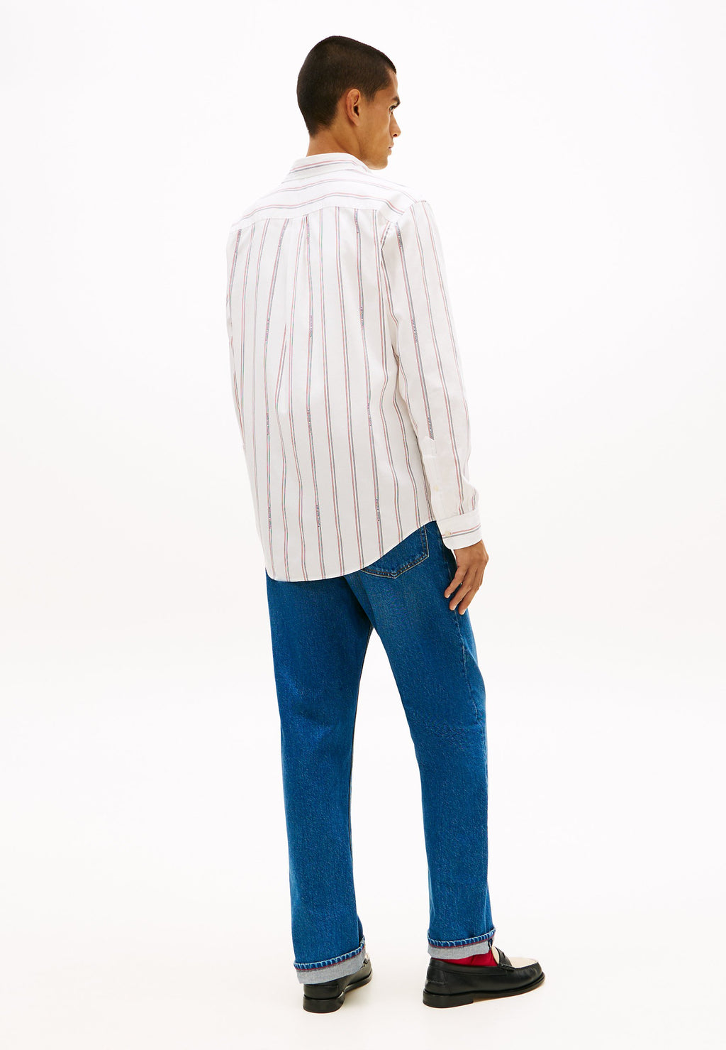 REGULAR FIT LOGO PINSTRIPE JACQUARD SHIRT Media 4