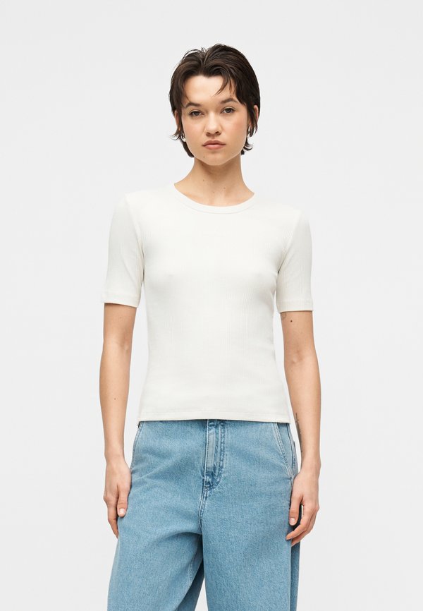 Calvin Klein VARIGATED NANO LOGO NECK - Basic T-shirt - tofu