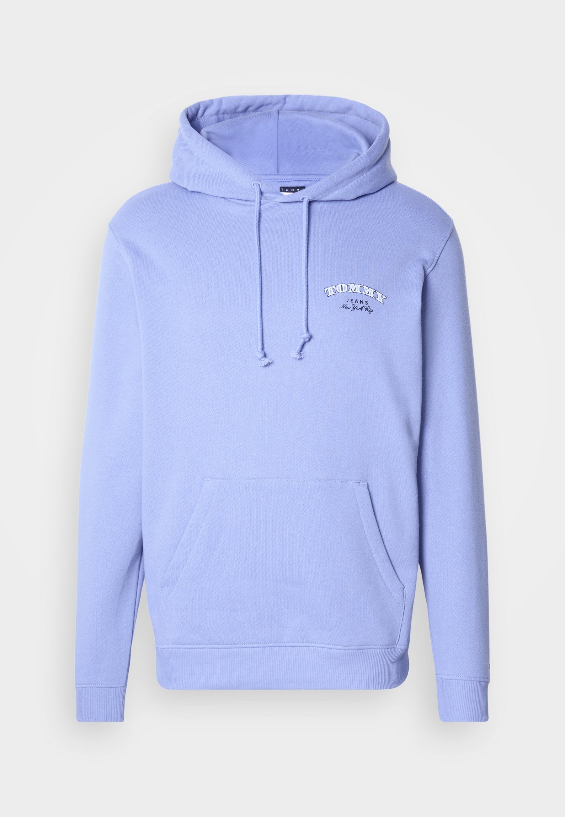 Hellviolette Kapuzenjacke aus weichem Stoff, mit einer Fronttasche, verstellbarer Kapuze mit Kordelzug und gesticktem "Tommy Jeans"-Logo.