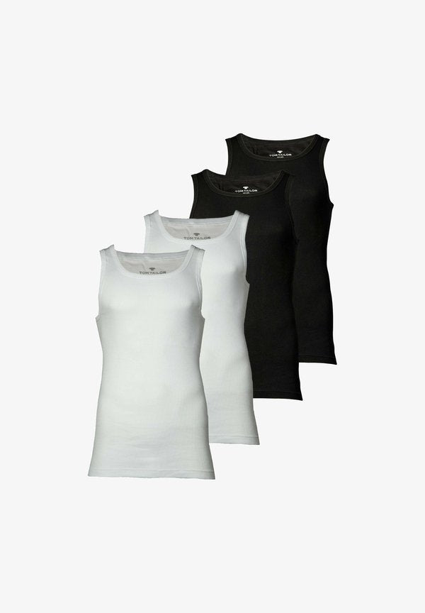 TOM TAILOR TOM TAILOR TOM TAILOR HERREN TANKTOP, 4ER PACK - UNTERHEMD, GARRON S, EINFARBIG - Undershirt - weiß schwarz